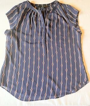 Fun 2 Fun Navy Striped Blouse, Size Large
